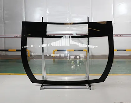 Light rail vehicle windshield